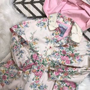 Big Chill Girls Vintage Floral Ruffled Long Coat